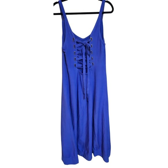 Maeve By Anthropologie Womens Blue Sleeveless Lace-Up Back Blue Lined Maxi Dress - Picture 4 of 16
